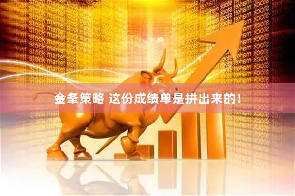 金夆策略 这份成绩单是拼出来的！
